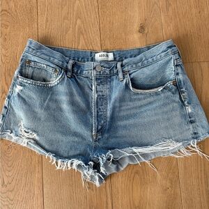 Agolde Distressed Light Blue Jean Shorts